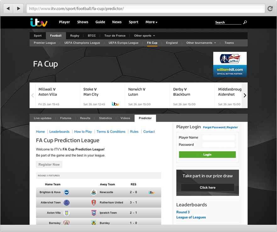 ITV FA Cup Predictor Game